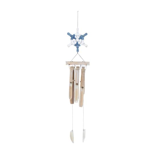 36" Ship Wheel Handmade Bamboo Windchime with Log Chimes